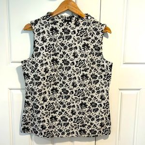 Talbots sleeveless white and black top